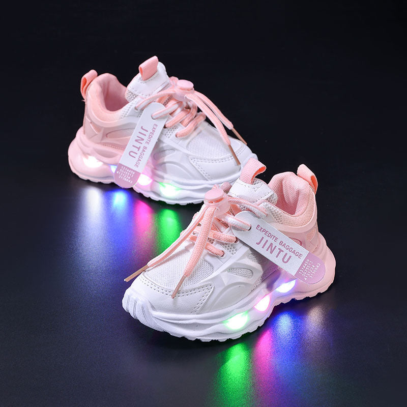 Children's Sports Light-up Gradient Shoes 2025 New Female Torre Shoes Small and Medium-sized Kids Boys and Students LED Luminous Running Shoes