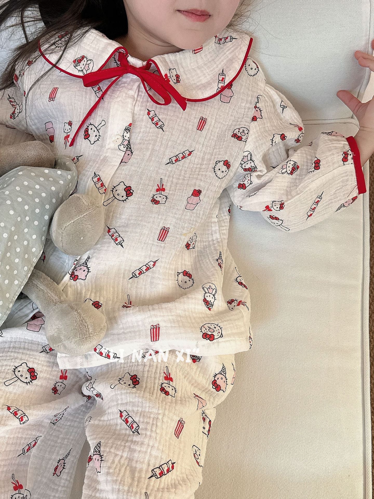 Princess Style Children's Lapel A-Class Cartoon Loungewear Set 2026 Spring New Baby Sweet and Cute Pajamas and Sleep Pants
