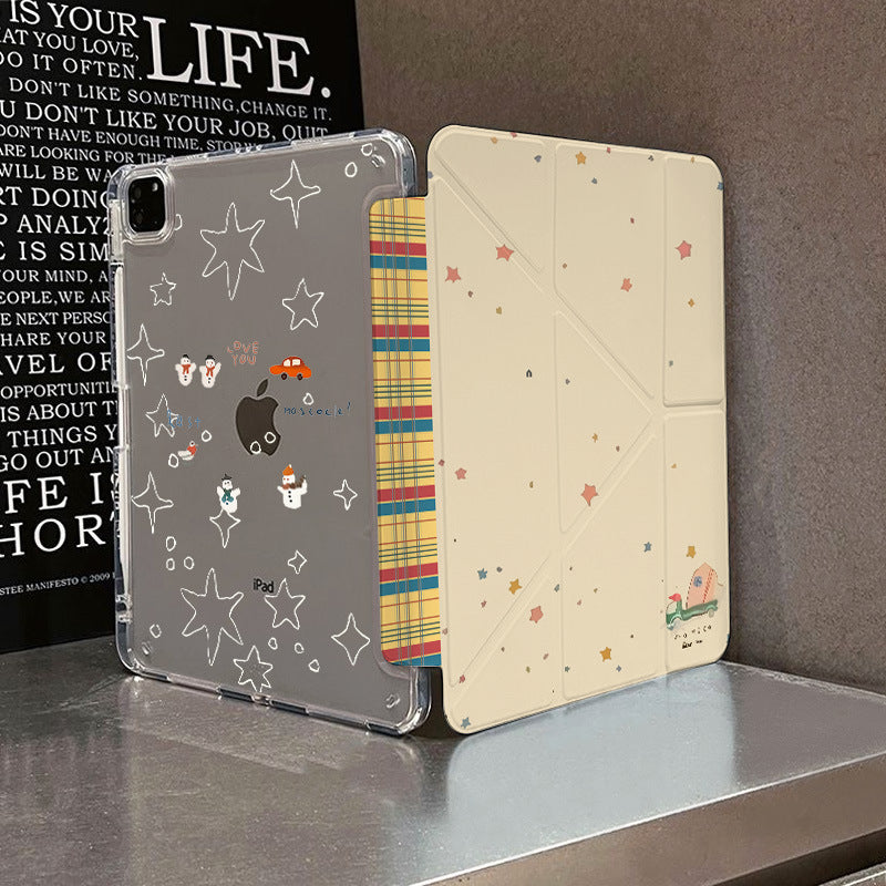 For iPad11 protective cover air7 shell transparent anti-bending pro Apple 11 inch new mini7 cartoon painting