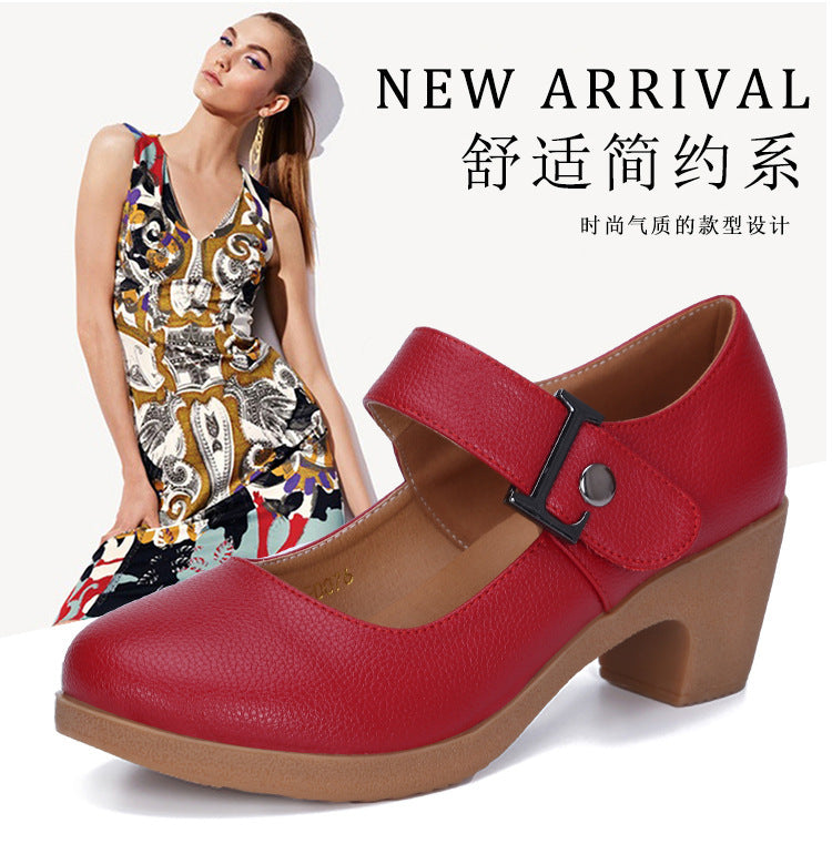Factory direct sales dance shoes wholesale round head modern square dance shoes ladies mother shoes cross-border products 2025