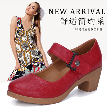 Factory direct sales dance shoes wholesale round head modern square dance shoes ladies mother shoes cross-border products 2025