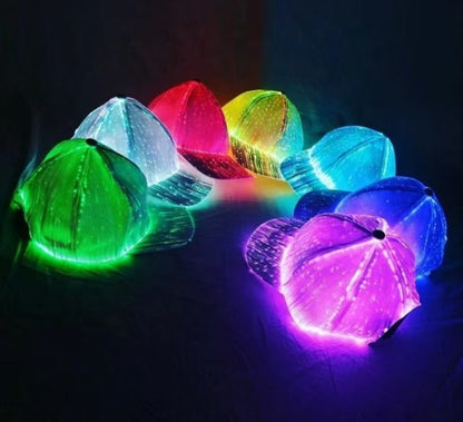 Cross-border charging LED fiber cap LED light knitted hat autumn and winter night running with light luminous hat