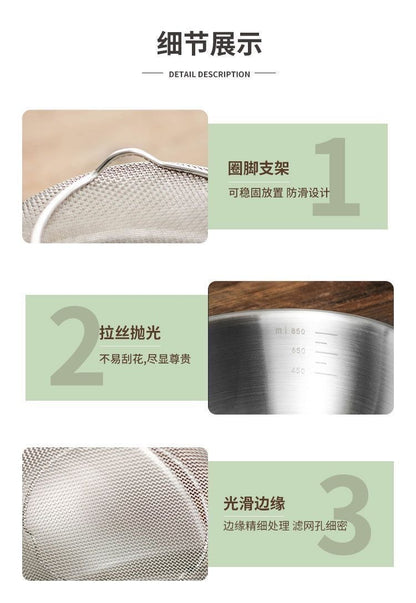 Cross-border Stainless Steel Thickened Vegetable Washing Basin Draining Basket Household Kitchen Rice Washing Artifact Vegetable Washing Basin Rice Washing Sieve Rice Washing Basin