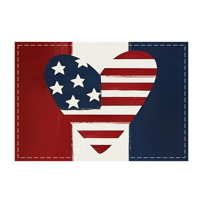 JIT Cross Border Independence Day Placemat Amazon New Linen Printed Placemat Star Flag Dining Table Decorative Placemat
