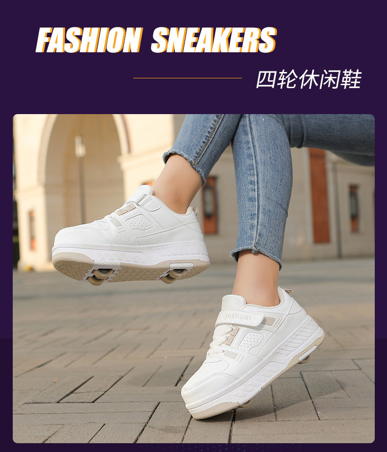 New heloo shoes two-wheel roller shoes children with wheels shoes girls skates student deformation shoes wholesale