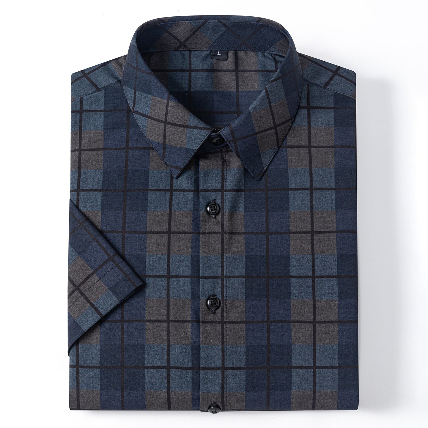 New 2025 Summer New Men's Short-Sleeved Bamboo Fiber Plaid Shirt Casual Half-Sleeved Pocketless Men's Lining