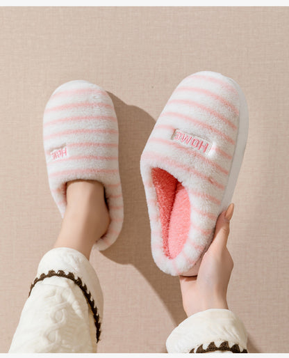 Cotton Slippers for Women in Autumn and Winter Indoor Home Non-Slip Thick-Soled Couple Style Plush Warm and Comfortable Home Cotton Slippers for Men