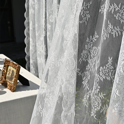 Cross-border Amazon European and American Home Lace Curtain Pastoral White German Curtain Bedroom Living Room Semi-shading Finished Curtain