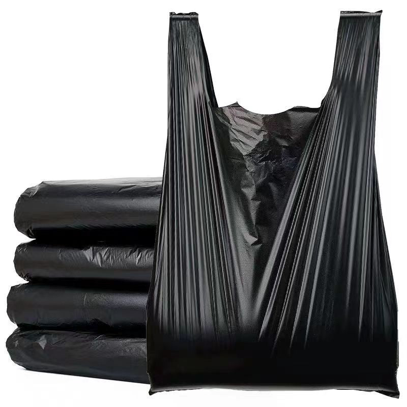 Thickened Vest for Home Kitchen Use, Black Kitchen Waste Tote Bag, Vest-Style Wholesale Disposable Garbage Plastic Bag