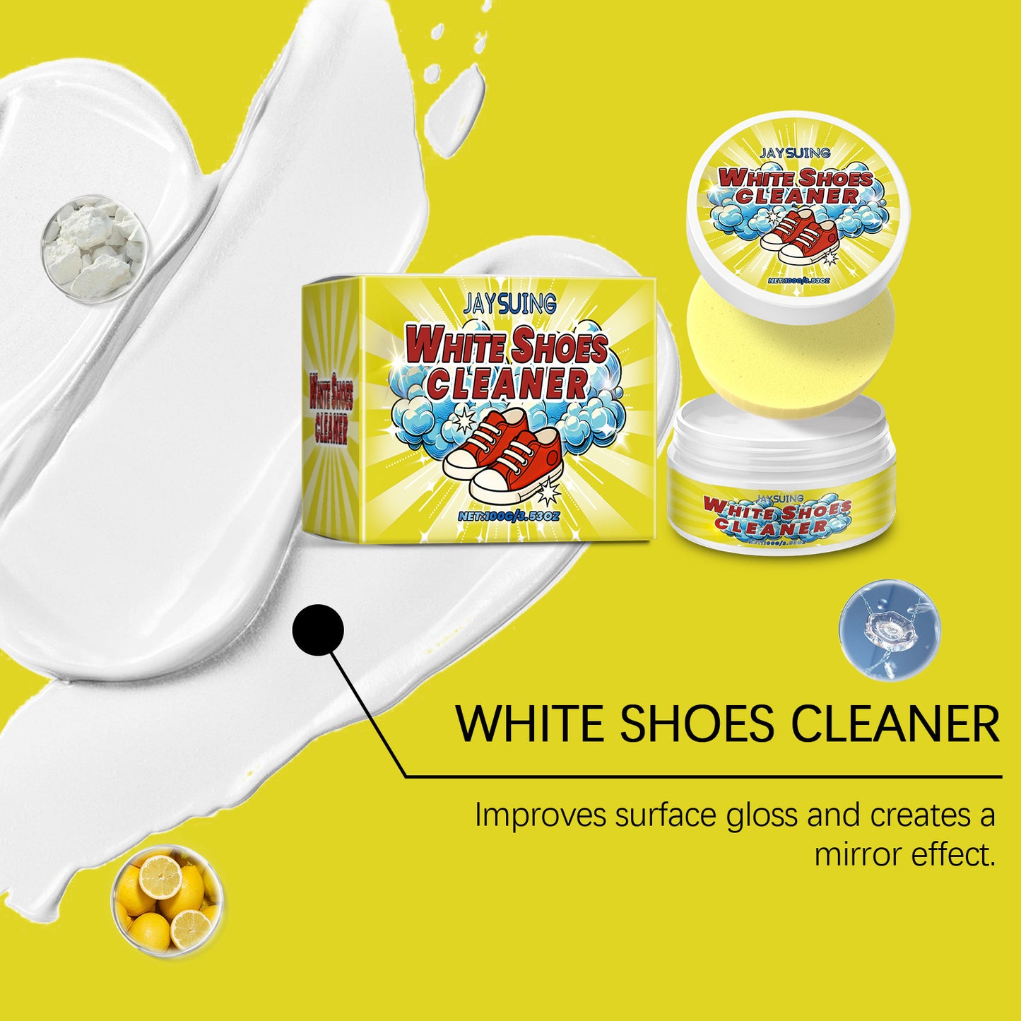 Jaysuing Shoe Cleaning Paste Gentle Cleansing, Removes Dirt, Prevents Dust, Renews Shoes, Universal Cleaning Paste
