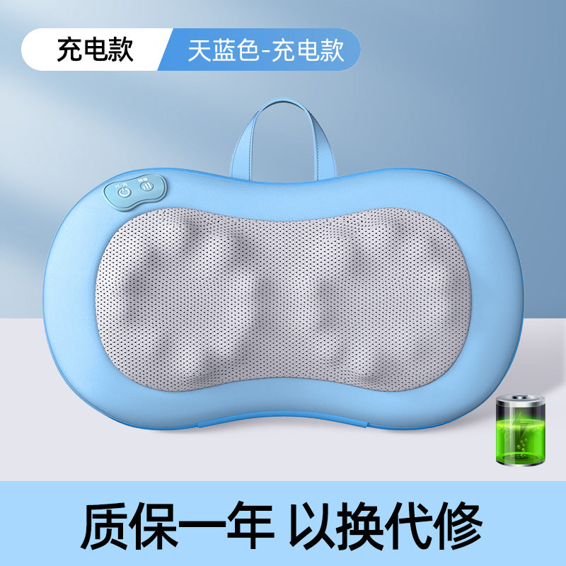 Multifunctional cervical massager neck and shoulder massage pillow home wireless portable kneading hot compress massager