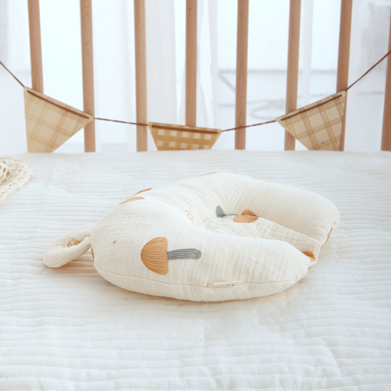 Class A cotton baby gauze baby anti-deflection head shaped pillow sweat-absorbing breathable Four Seasons suitable for newborn comfort pillow
