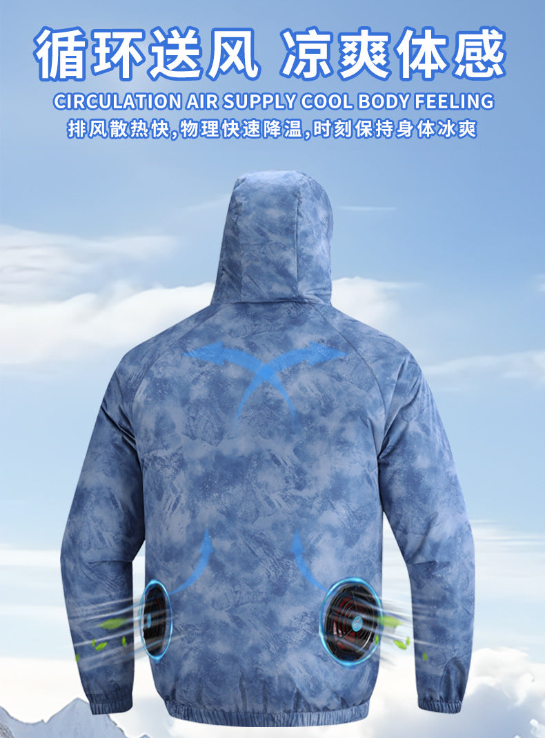 New Fan Sun Protection Clothing, Heatstroke Prevention Outdoor Work Clothes, Refrigeration Fishing Clothing for Men and Women with Fans to Cool down