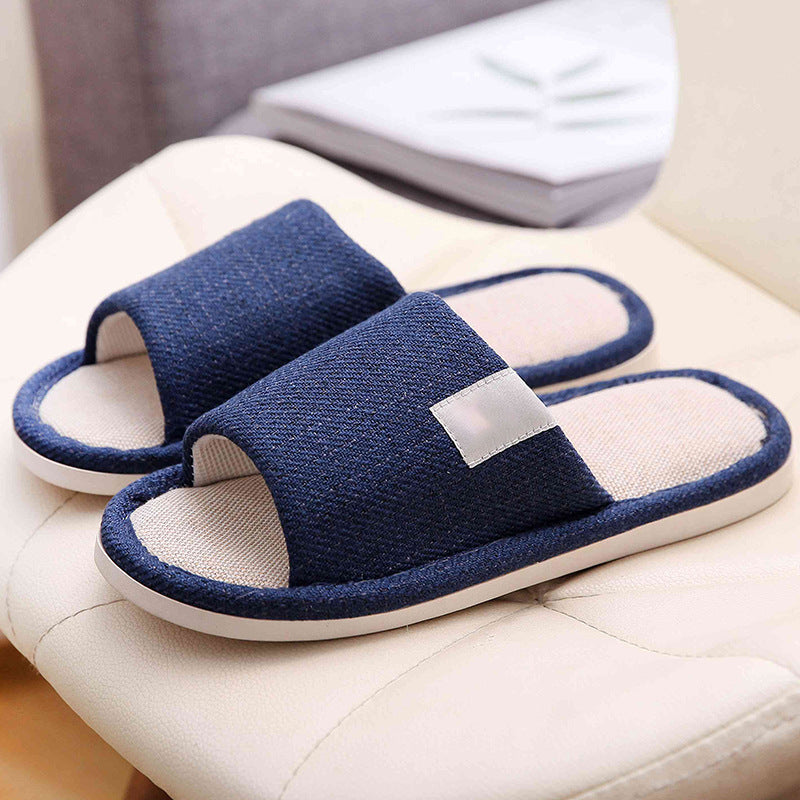 Japanese Linen Slippers for Women Spring & Fall Home Indoor Puff Cotton and Linen Silent Non-Slip Thick-Soled Bathroom Slippers for Men Wholesale