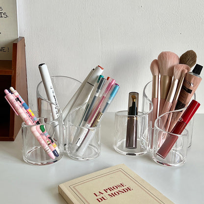 Simple Transparent Acrylic Cosmetic Brush Storage Bucket Desktop Student Pen Conner Desktop Cosmetic Lipstick Storage Box