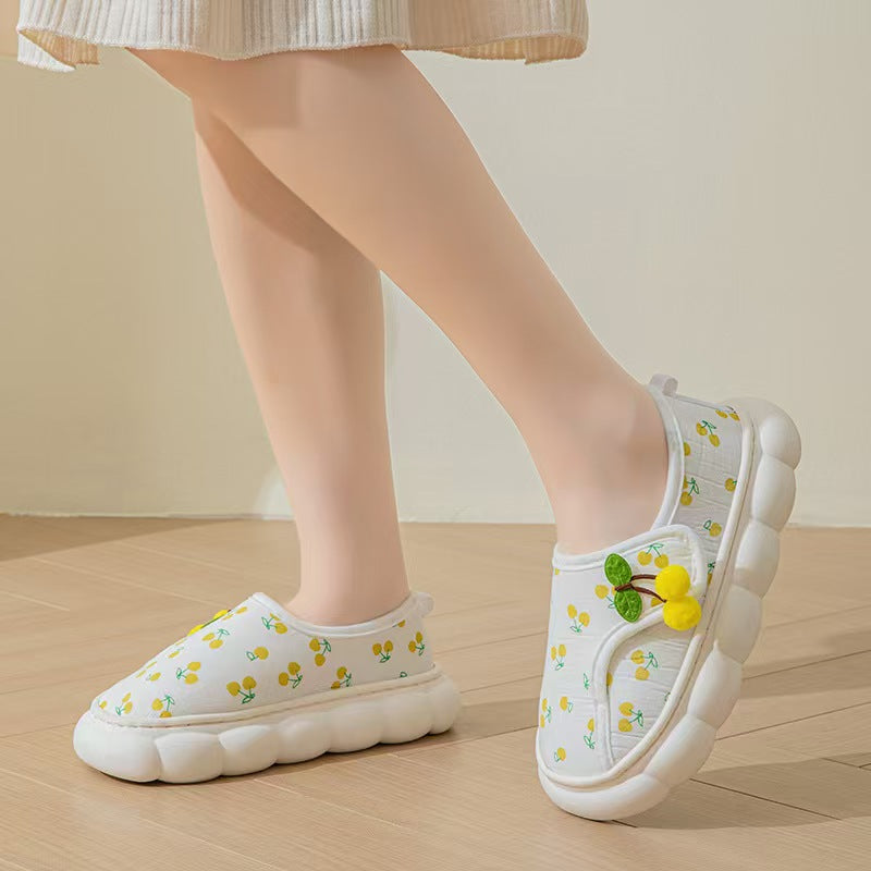25 Maternity Postpartum Shoes for Summer, Comfortable Thin Style, Closed-Back Slippers for Postpartum Women, Non-Slip Thick-Soled Soft-Soled Cotton Shoes with Tassels