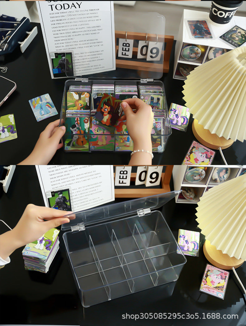 Card Storage Box, Card Organizer, Acrylic Compartment Display Rack, Stackable Drawer for Home Use