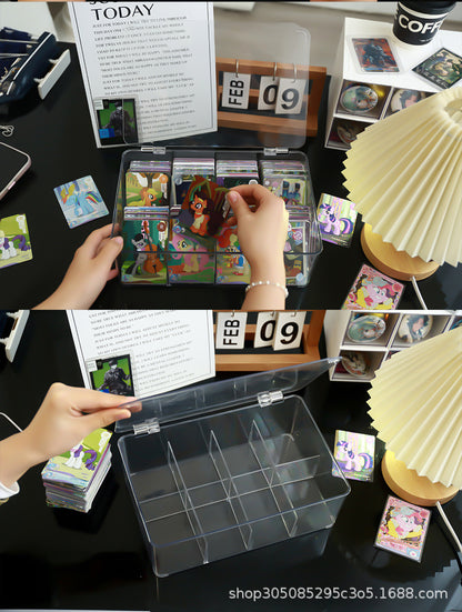 Card Storage Box, Card Organizer, Acrylic Compartment Display Rack, Stackable Drawer for Home Use