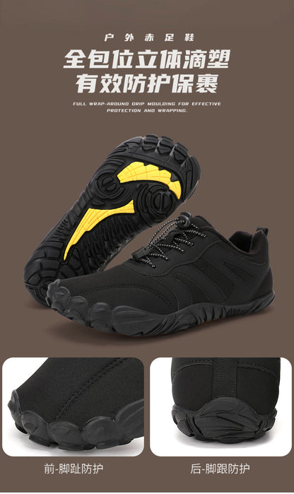 Outdoor Snow Boots, Home Cross-Border Winter New Style, Non-Slip Short Style, Fleece-Lined Warm Cotton Shoes, Thick-Soled Barefoot Five-Toe Shoes