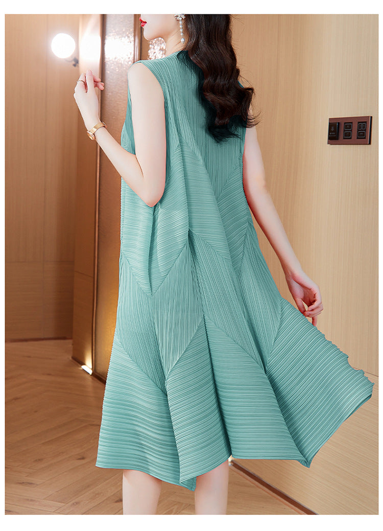 High-End Elegant Pleated Dress for Women, 2026 Summer New French Style Short-Sleeve Floral Dress