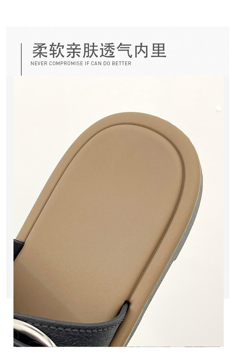 Cross-Border Slippers for Women Summer Flat Slippers Southeast Asia New Double Buckle Foreign Trade Fashion Outer Wear Beach Sandals