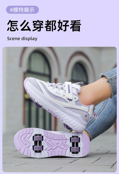 Girls' Heelys Sneakers 2025 Mesh Children's Shoes for Older Kids Roller Skates Girls' Four-Wheel Skates