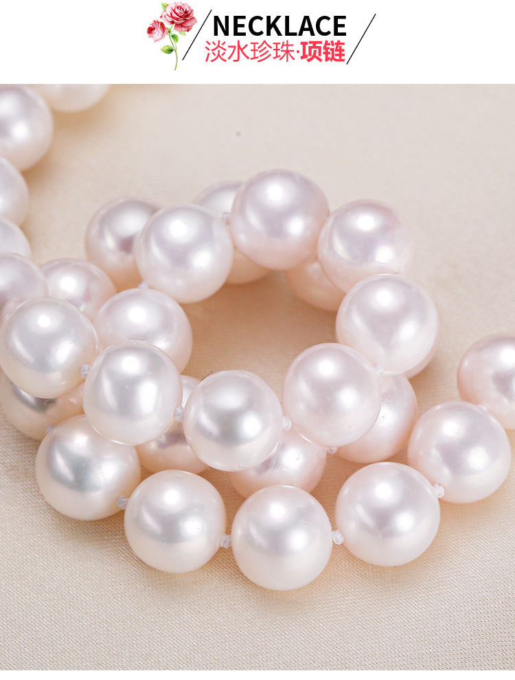 Zhuji jewelry wholesale round freshwater pearl necklace women send mother chain slightly defective real pearl necklace clavicle chain