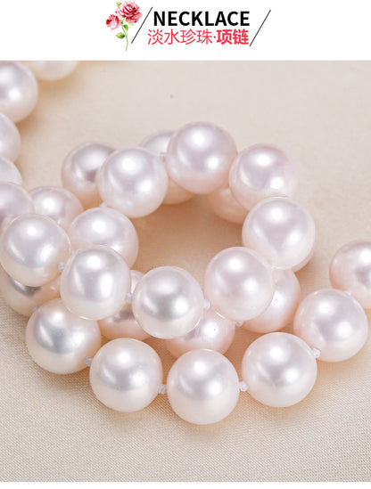 Zhuji jewelry wholesale round freshwater pearl necklace women send mother chain slightly defective real pearl necklace clavicle chain