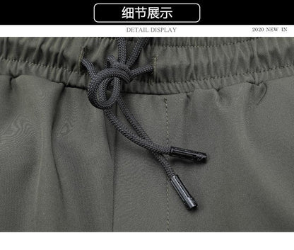 Ice Silk Crock Pants Men's Leg-tipped Summer Thin Casual Pants Loose plus size Quick-drying Pants Fashion Brand Sports Pants
