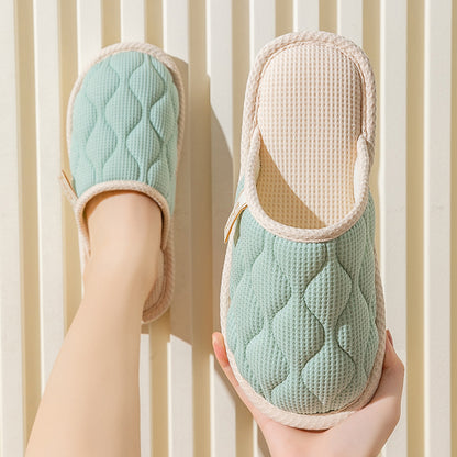 Spring and Autumn Cotton Slippers for Women, All Seasons, Winter, Indoor Home Use, Cotton and Linen Non-Slip Home Couple Wholesale Hemp Slippers for Men