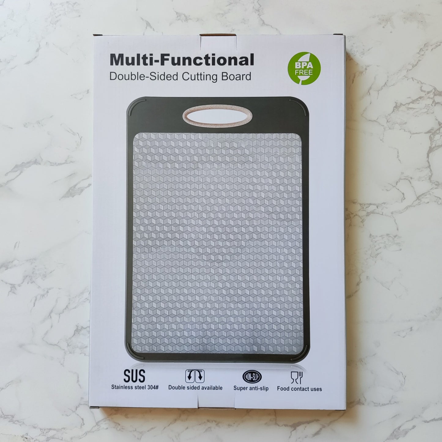 New in stock Amazon Explosions 3D Pattern Stainless Steel Cutting Board Titanium Cutting Board 304 Double-sided Cutting Board