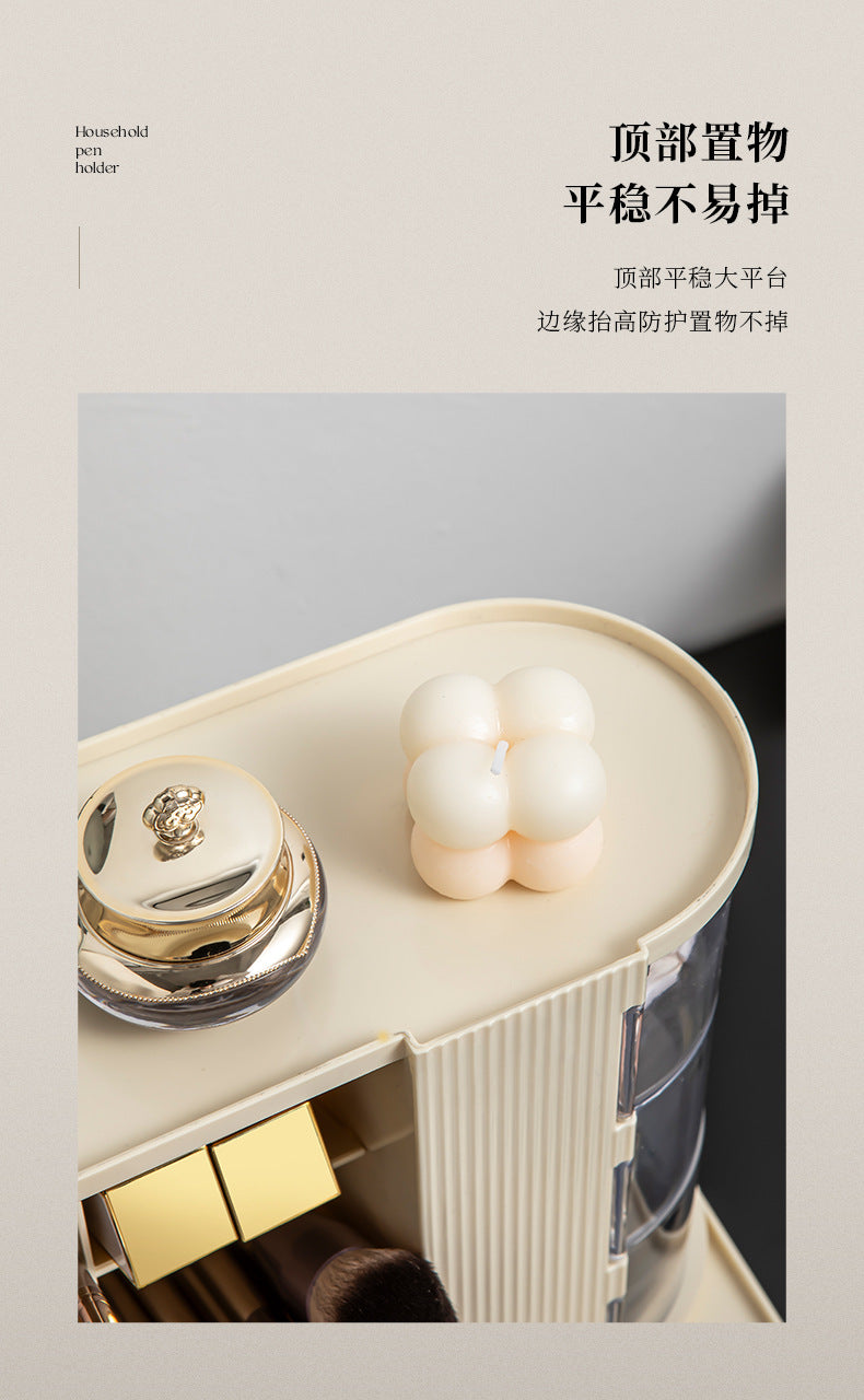 Makeup Brush Storage Box, Dressing Table, Large-Capacity Desktop, High-Looking Brush Pen Holder, Eye Shadow Brush, Eyebrow Pencil, Lipstick Shelf