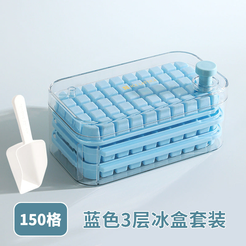 Ice Cube Mold Food Grade Household Pressed Ice Tray Large Capacity Ice Cube Storage Box Refrigerator Homemade Frozen Ice Artifact