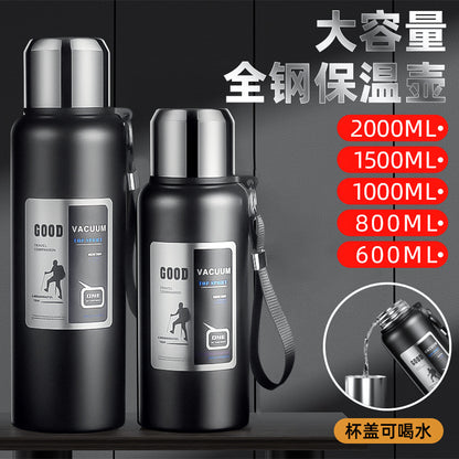 Large Capacity 316 Stainless Steel All-Steel Pot Men's Outdoor Travel Mountaineering Portable Thermos Cup Wholesale Cross-Border