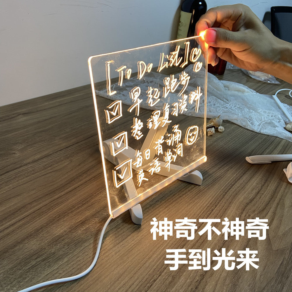 Children's Transparent Luminous Large Writing Board Household Erasable Small Whiteboard Acrylic Stand Message Board Cartoon with Light