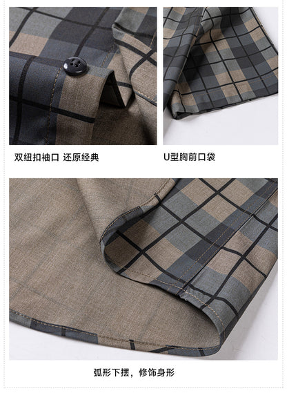 New 2025 Summer New Men's Short-Sleeved Bamboo Fiber Plaid Shirt Casual Half-Sleeved Pocketless Men's Lining