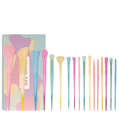 New Cross-Border Makeup Brush Set 17 Candy-Colorfuled Macaron Colorful Brush Loose Powder Brush Eyebrow Brush Factory Direct Sale