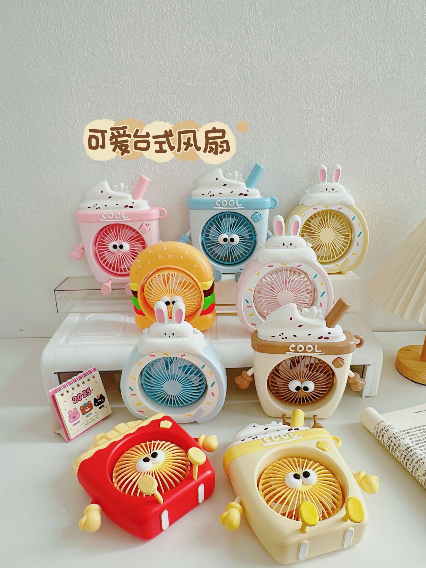 Food Toy Series Cartoon Electric Fan Summer Small Dormitory Fan USB Mini Fan Portable Handheld Fan