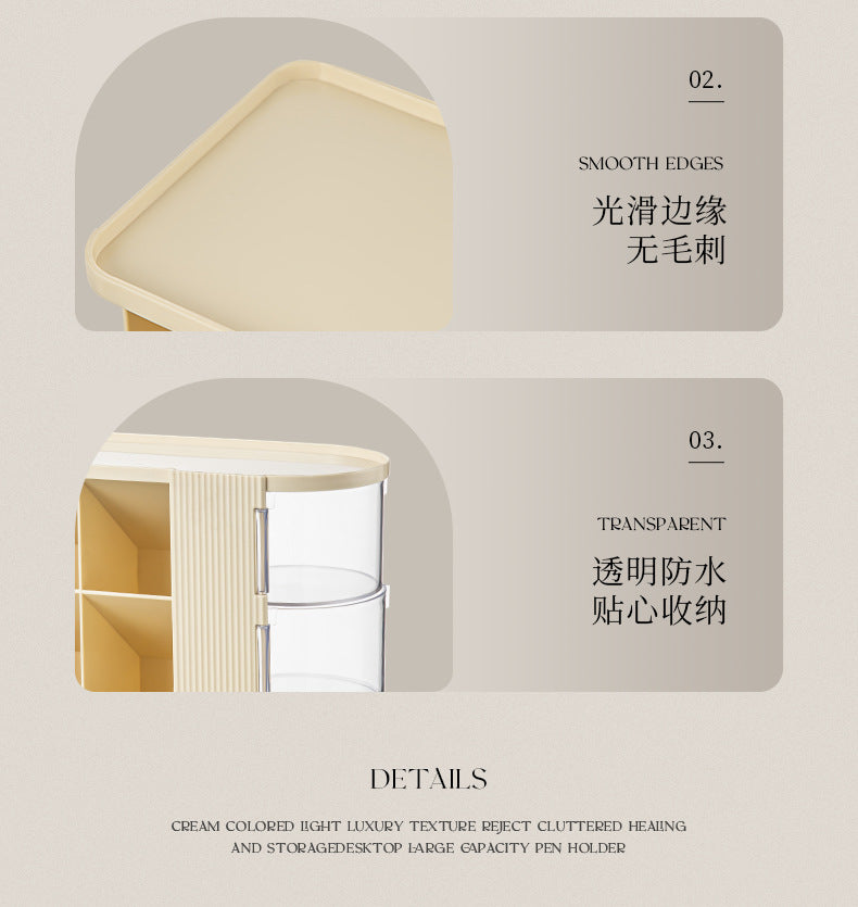 Makeup Brush Storage Box, Dressing Table, Large-Capacity Desktop, High-Looking Brush Pen Holder, Eye Shadow Brush, Eyebrow Pencil, Lipstick Shelf