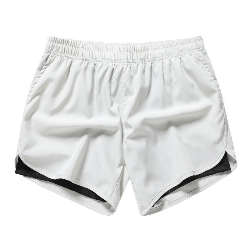 Men's Quick-drying Sports Shorts Fake Two-piece Fitness Triple Pants Marathon Running Pants Invisible Pocket for Mobile Phone