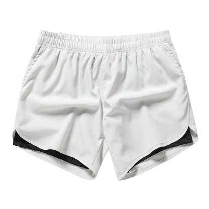 Men's Quick-drying Sports Shorts Fake Two-piece Fitness Triple Pants Marathon Running Pants Invisible Pocket for Mobile Phone