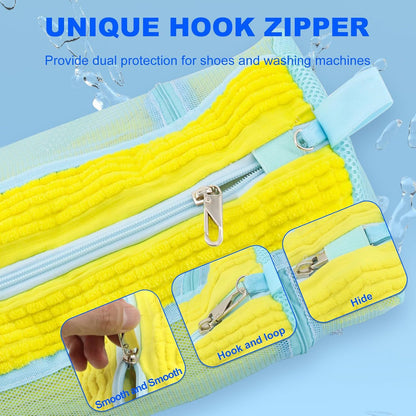 New Amazon Shoe Washing Bag with Lock, Single-Sided Mesh Chain for Laundry, Thickened Lazy Shoe Washing Bag, Machine Washable
