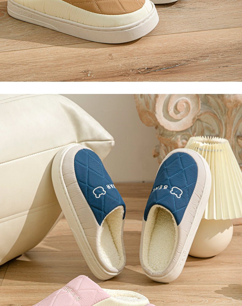 Winter Cotton Slippers for Men, Non-Slip, Wear-Resistant, Thickeneded, Lightweight, Outdoor Wear, Couple Style, Indoor Home, Warm Cartoon Cotton Slippers for Women