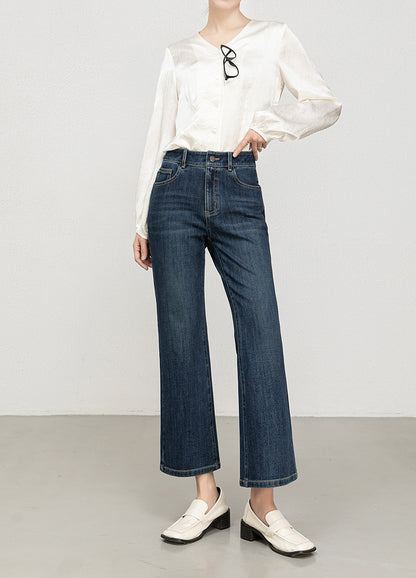 Miaoyu Nine-Point Flared Pants for Women, High-Waisted, Slimming, Nine-Point Jeans, Spring 2026, Four-Way Stretch Bell-Bottom Pants
