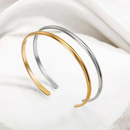 Cross-Border Fashion Personalized Electroplated Non-Fading Women's Bracelet with a Light Luxury and High-End Feel, Open Ring-Shaped Simple Bracelet
