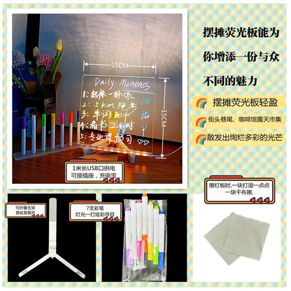 Children's Transparent Luminous Large Writing Board Household Erasable Small Whiteboard Acrylic Stand Message Board Cartoon with Light