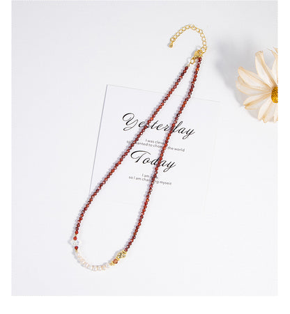 Natural Freshwater Pearl Necklace Imported Zircon Beaded Cutting High-grade Sense Exquisite All-match Love Pendant Necklace Women