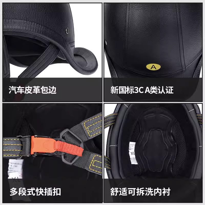 New National Standard 3C Retro Flip-Up Helmet for Women, Motorcycle Half-Helmet for Men, Electric Scooter Helmet, Cruiser Helmet for Riding