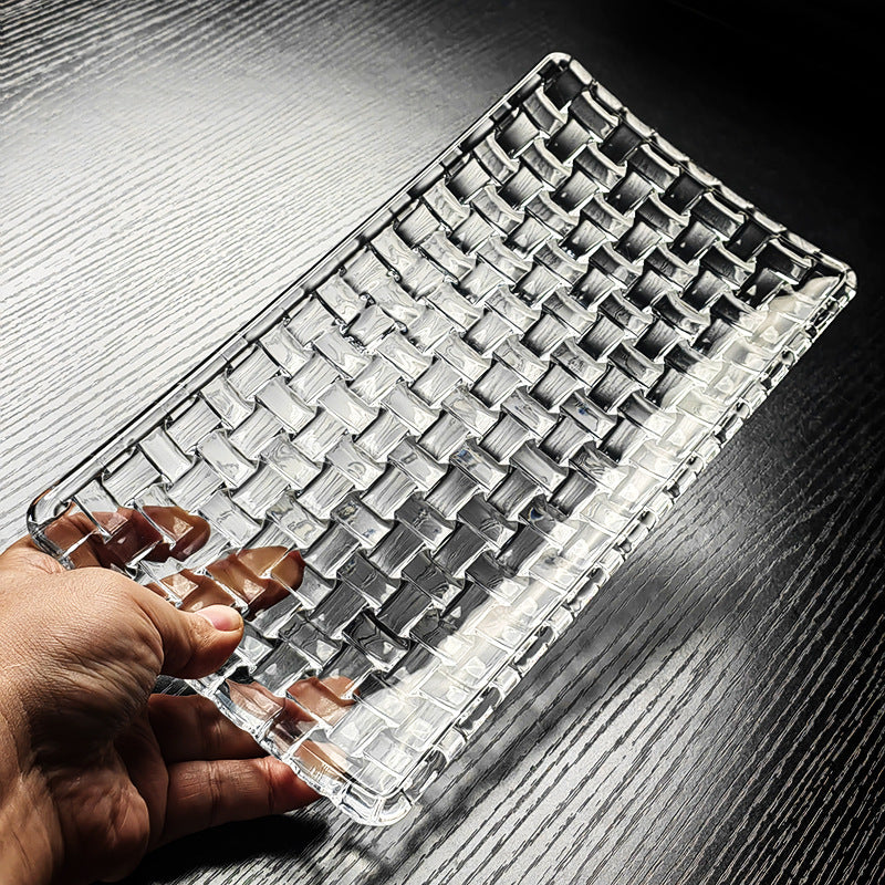 Crystal Glass Tray Fruit Tray Transparent Fruit Tray Classy Classy Rectangular Afternoon Tea Tray Classy Classy