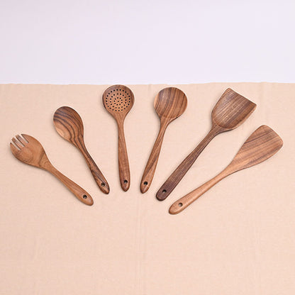Paint-free Wax-free Wooden Cooking Spoon Shovel suit Kitchenware Long Handle Non-stick Pan Stir-frying Shovel Wooden Acacia Soup Spoon
